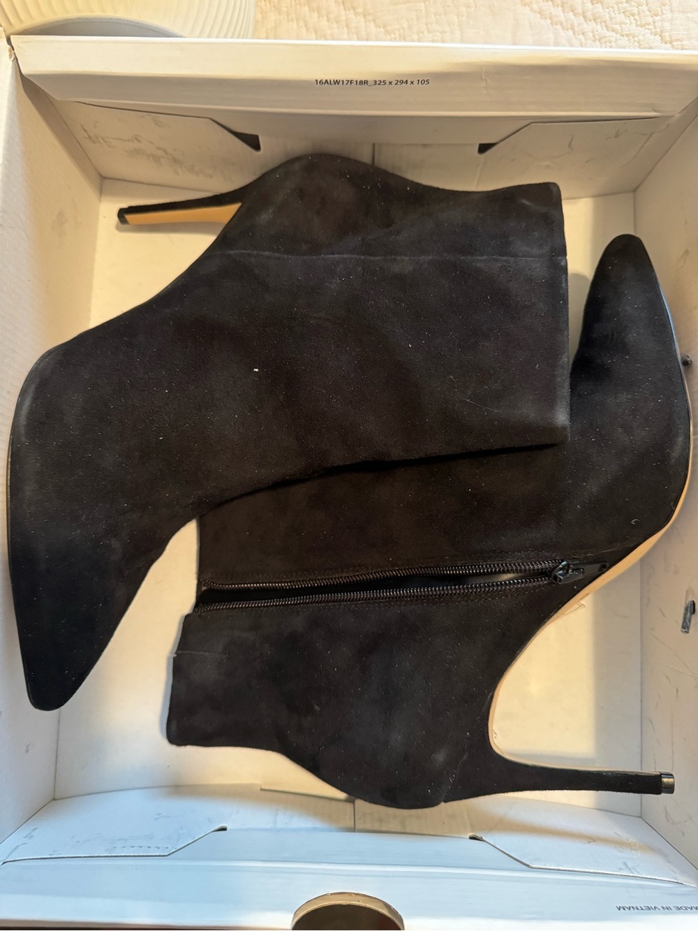 Aldo Black Suede Pointed Toe Stiletto Ankle Boots